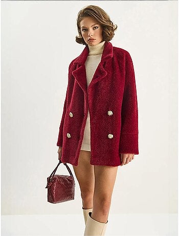 Chaqueta acolchada de felpa texturizada de gran tamaño lucci