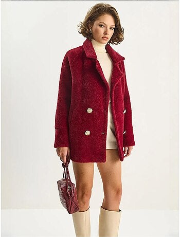 Chaqueta acolchada de felpa texturizada de gran tamaño lucci