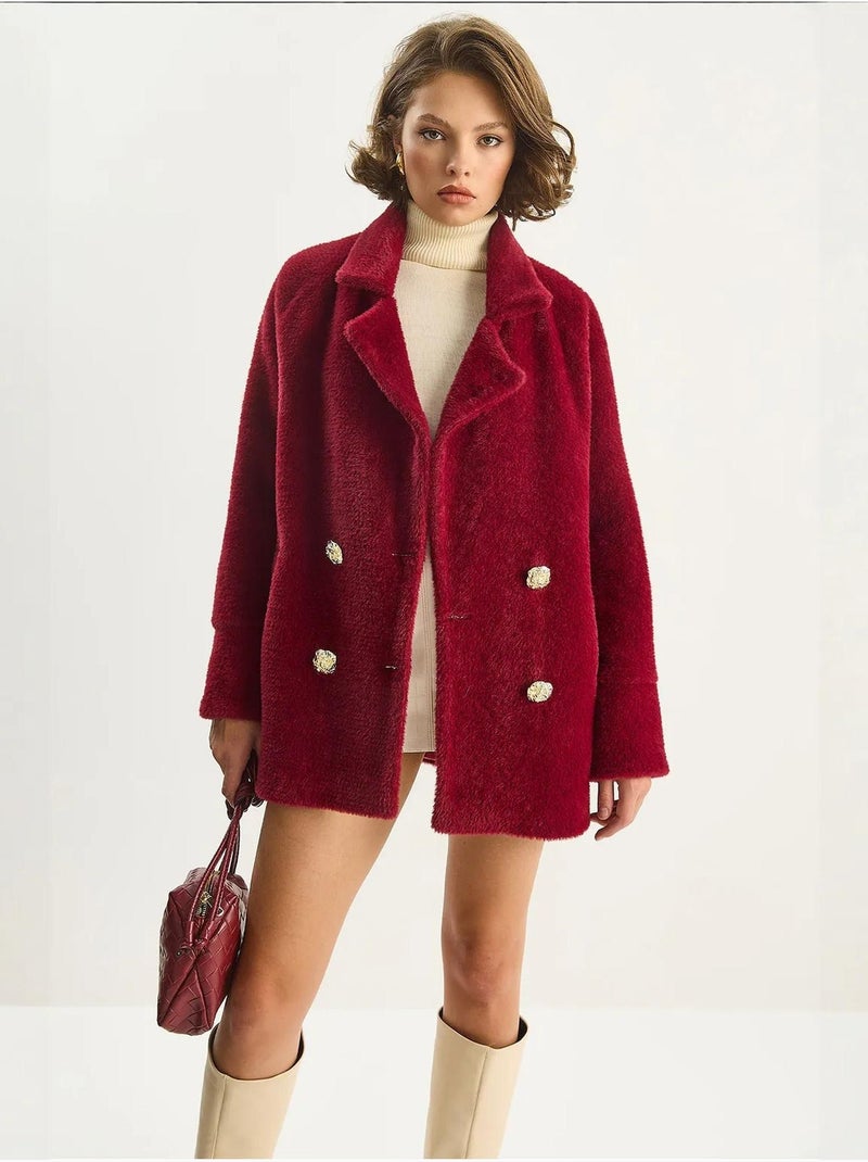 Chaqueta acolchada de felpa texturizada de gran tamaño lucci Rojo burdeos - Kiabi