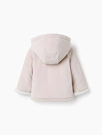 Chaqueta acolchada de terciopelo con capucha y forro