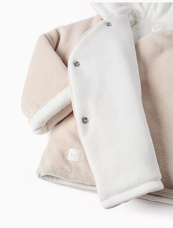Chaqueta acolchada de terciopelo con capucha y forro