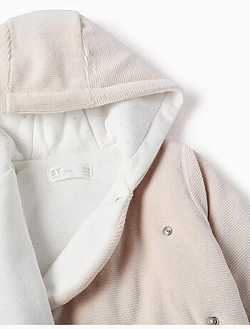 Chaqueta acolchada de terciopelo con capucha y forro