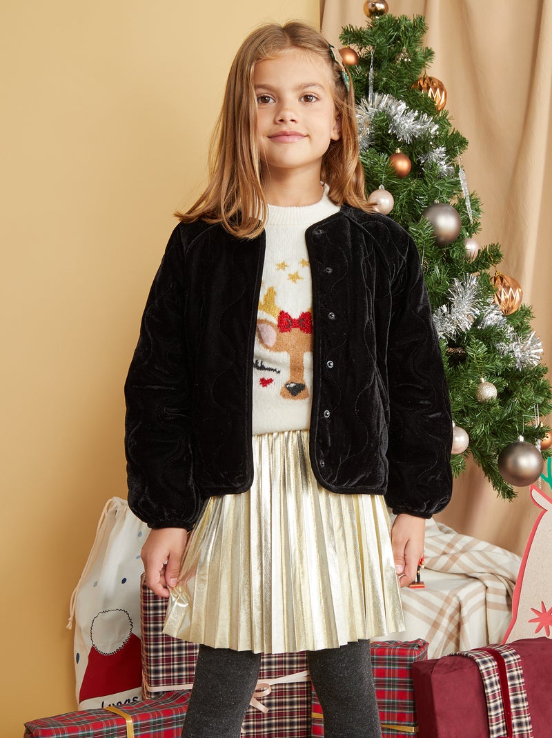 Chaqueta acolchada de terciopelo negro - Kiabi
