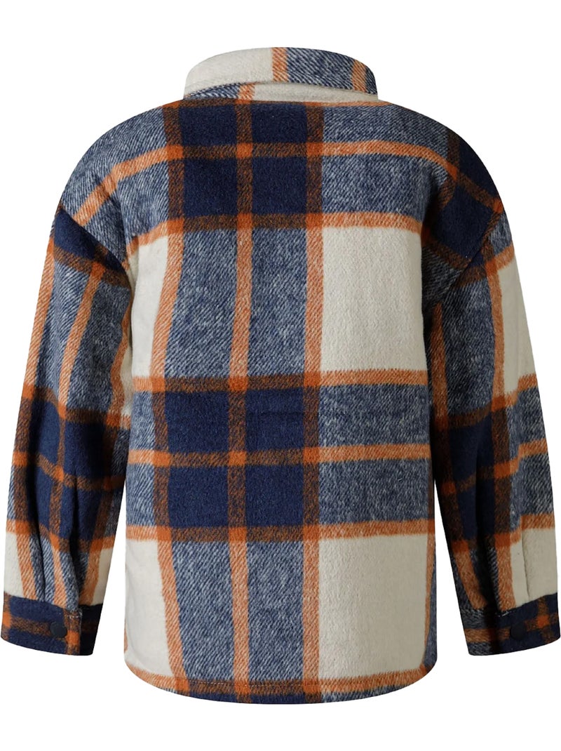 Chaqueta acolchada diseño tartán de franela niños - minoti Azul - Kiabi