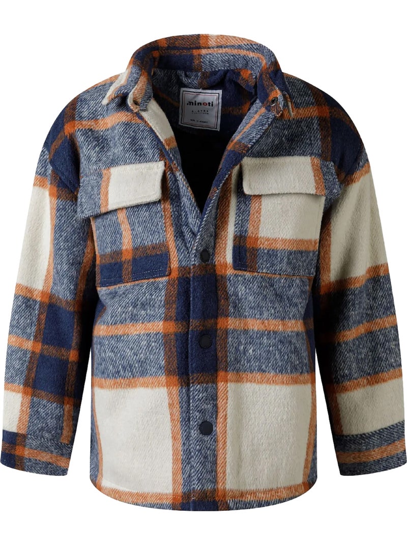 Chaqueta acolchada diseño tartán de franela niños - minoti Azul - Kiabi