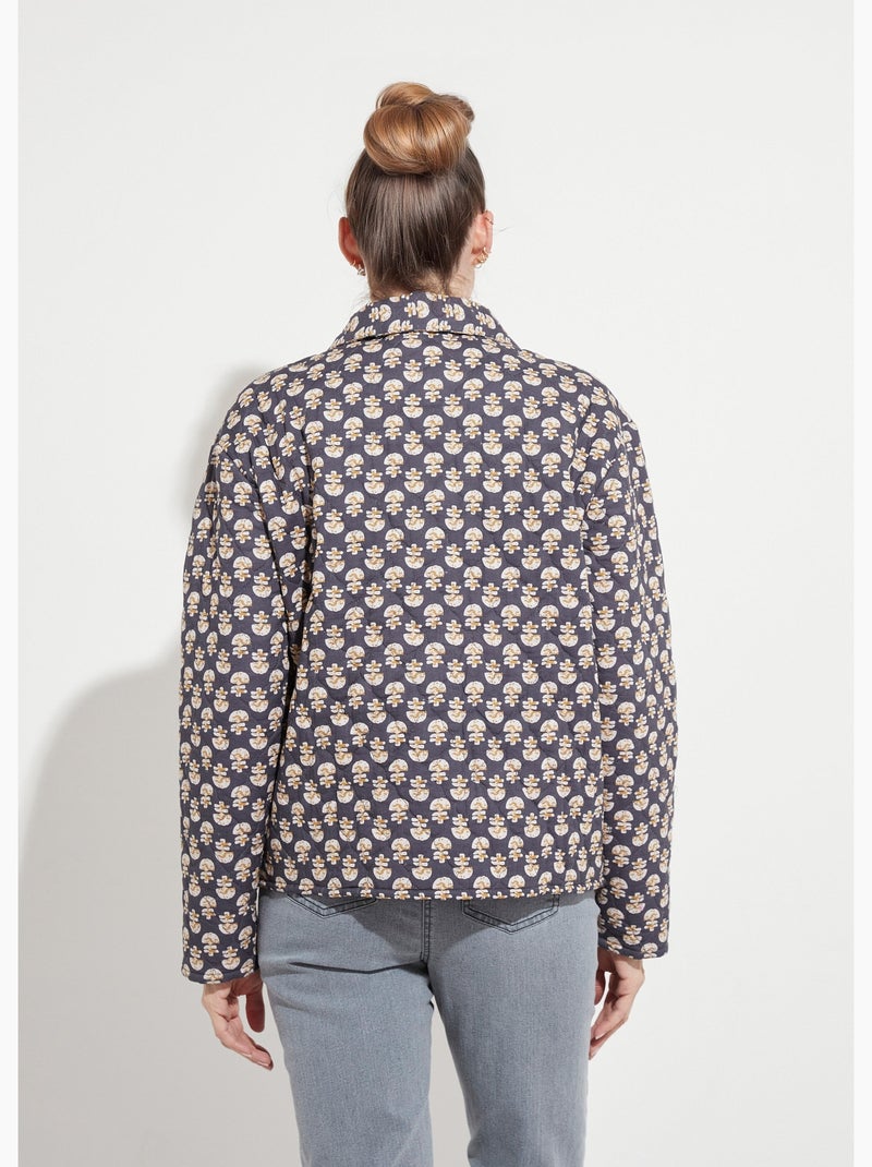 Chaqueta acolchada estampada con botones - Afibel Gris - Kiabi
