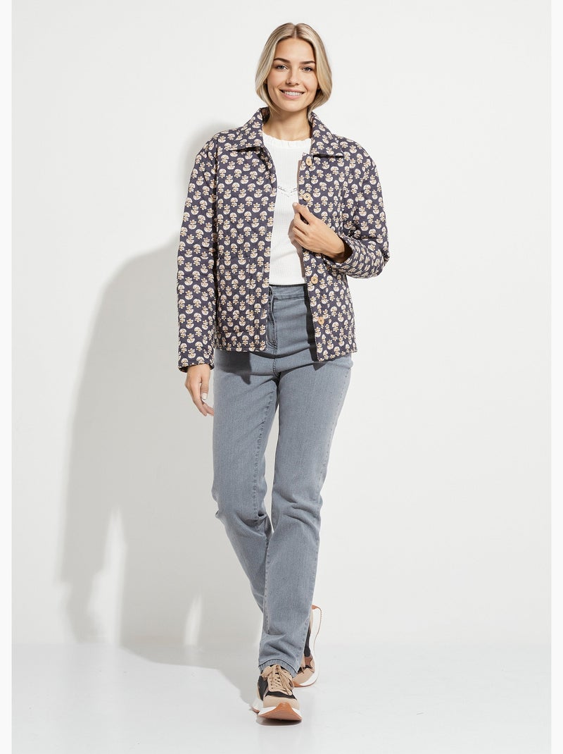 Chaqueta acolchada estampada con botones - Afibel Gris - Kiabi