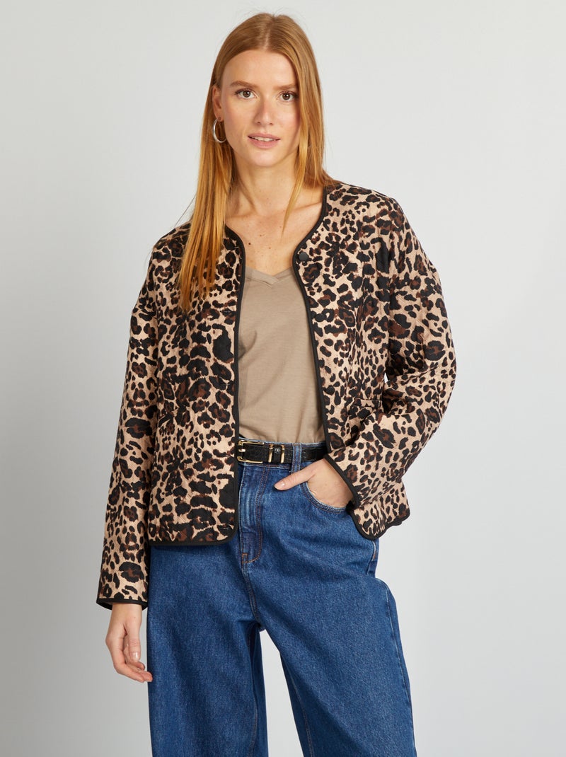 Chaqueta acolchada estampado leopardo MARRON - Kiabi