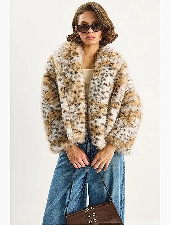 Chaqueta acolchada extragrande con estampado de leopardo de lucci
