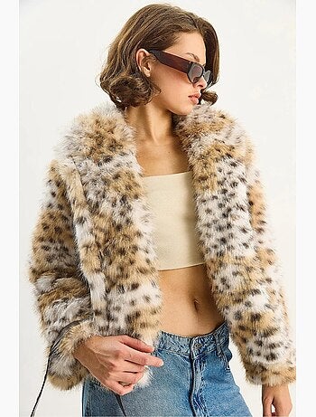 Chaqueta acolchada extragrande con estampado de leopardo de lucci