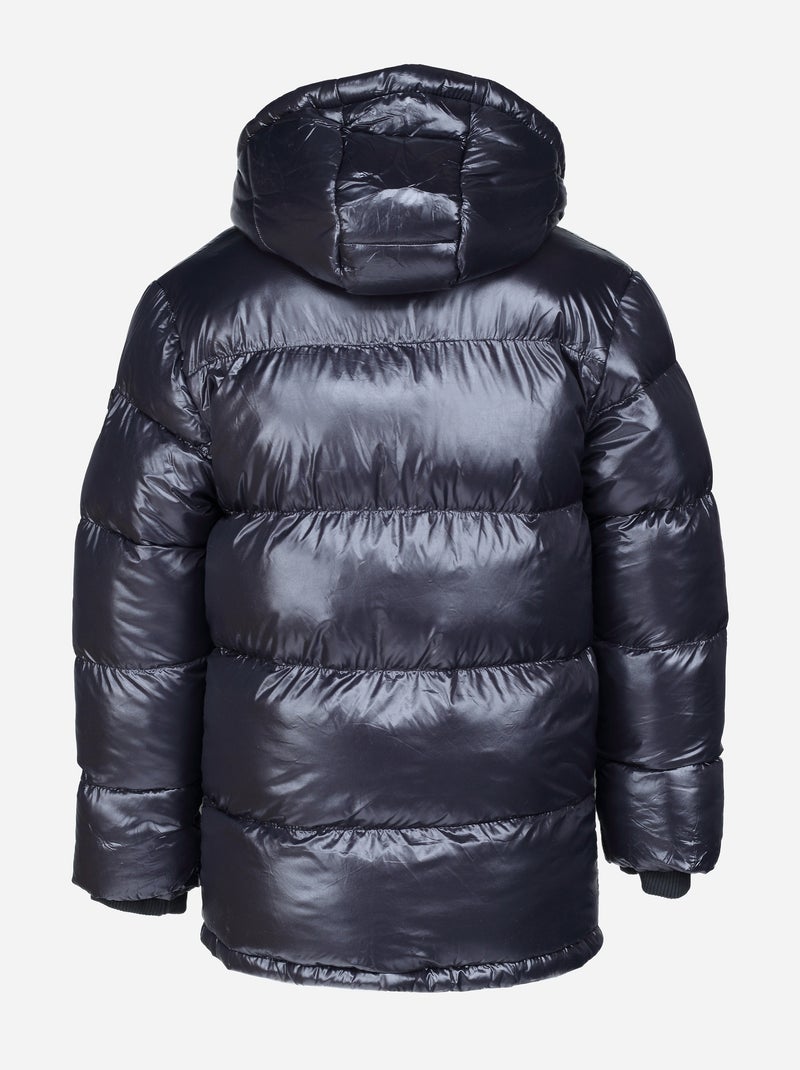 Chaqueta acolchada larga con capucha - Kizco Negro - Kiabi