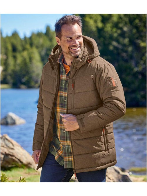 Chaqueta acolchada larga con capucha desmontable y cremallera, tratamiento hidrófugo - Kiabi Chaqueta acolchada larga con capucha desmontable y cremallera, tratamiento hidrófugo - Kiabi