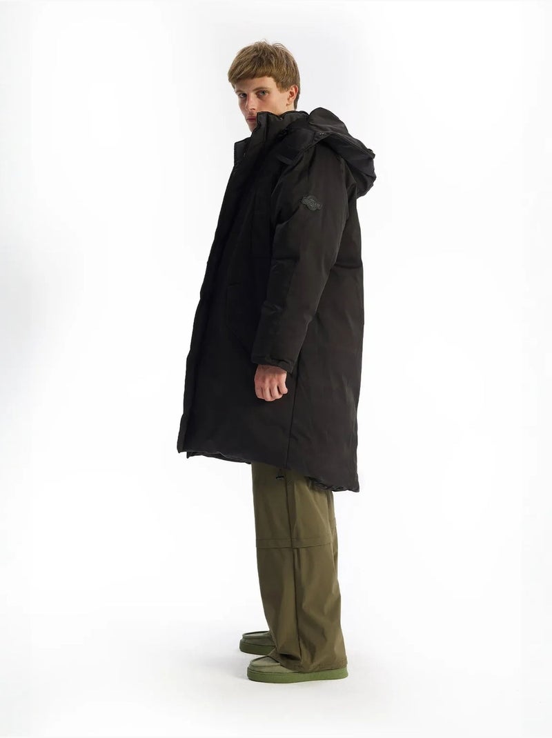 Chaqueta acolchada larga con capucha y bolsillos giesto Negro - Kiabi