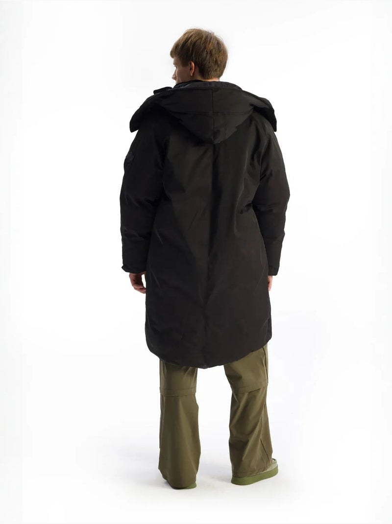 Chaqueta acolchada larga con capucha y bolsillos giesto Negro - Kiabi