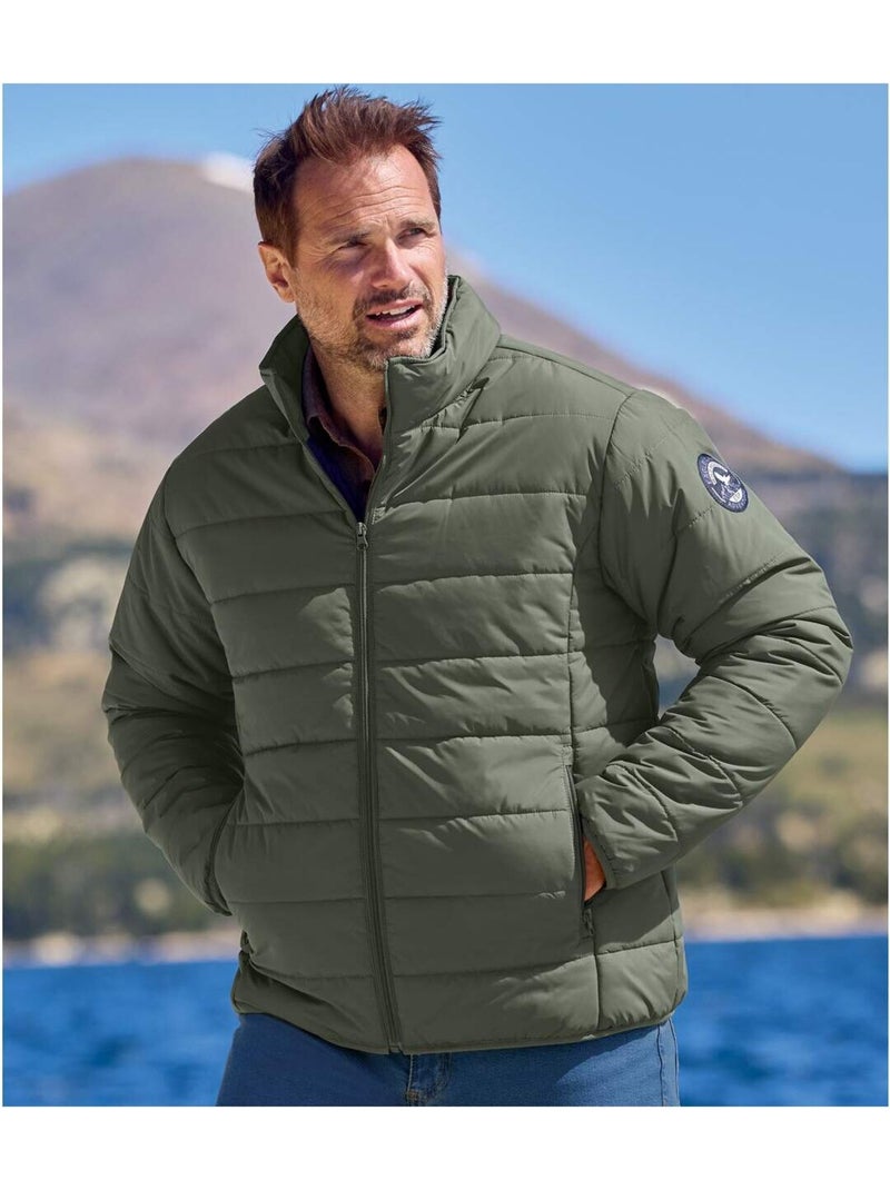 Chaqueta acolchada ligera con capucha integrada y cremallera Caqui - Kiabi