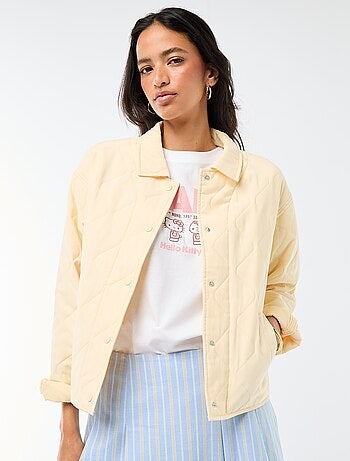 Chaqueta acolchada lisa con cuello camisero
