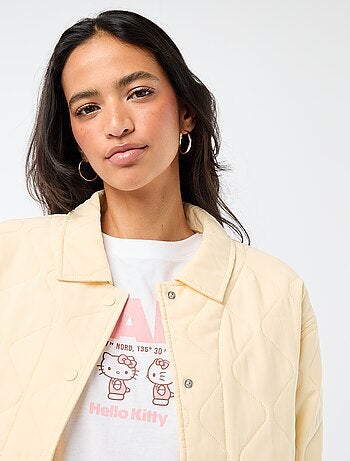 Chaqueta acolchada lisa con cuello camisero