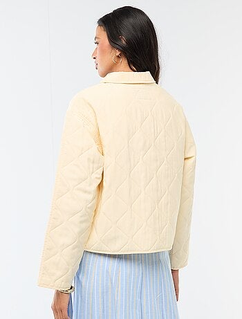Chaqueta acolchada lisa con cuello camisero
