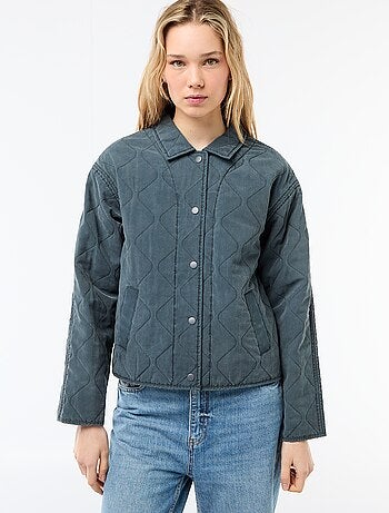 Chaqueta acolchada lisa con cuello camisero