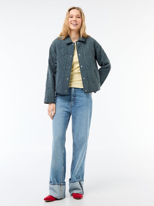 Chaqueta acolchada lisa con cuello camisero - Kiabi