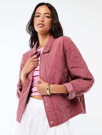 Chaqueta acolchada lisa con cuello camisero