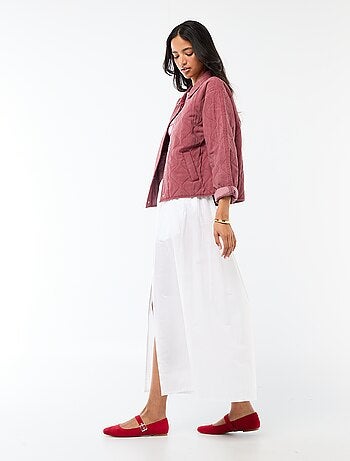 Chaqueta acolchada lisa con cuello camisero