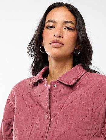 Chaqueta acolchada lisa con cuello camisero