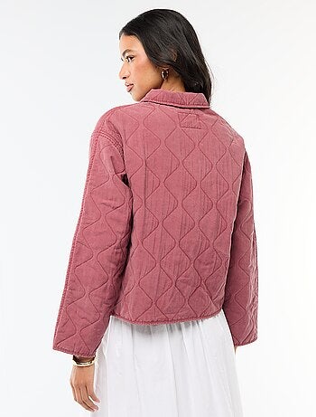 Chaqueta acolchada lisa con cuello camisero