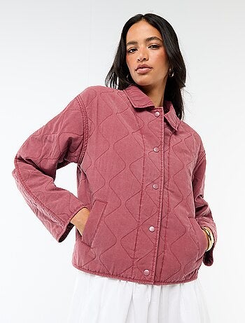 Chaqueta acolchada lisa con cuello camisero