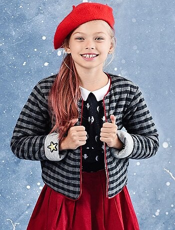 Chaqueta Acolchada Niña | Lana Cuadros Vichy Gris | ELOÏSE