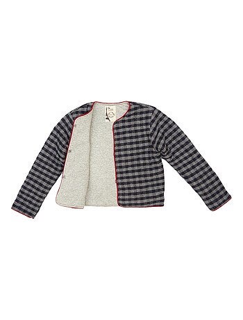 Chaqueta Acolchada Niña | Lana Cuadros Vichy Gris | ELOÏSE
