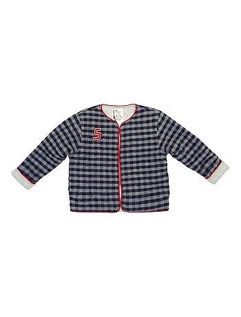 Chaqueta Acolchada Niña | Lana Cuadros Vichy Gris | ELOÏSE