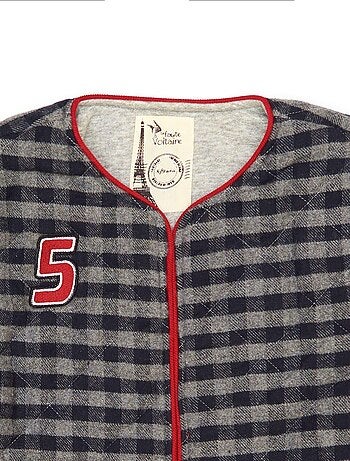 Chaqueta Acolchada Niña | Lana Cuadros Vichy Gris | ELOÏSE