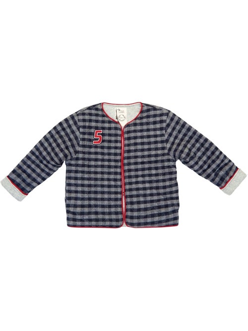 Chaqueta Acolchada Niña | Lana Cuadros Vichy Gris | ELOÏSE - Kiabi