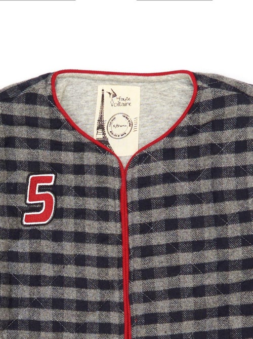 Chaqueta Acolchada Niña | Lana Cuadros Vichy Gris | ELOÏSE - Kiabi