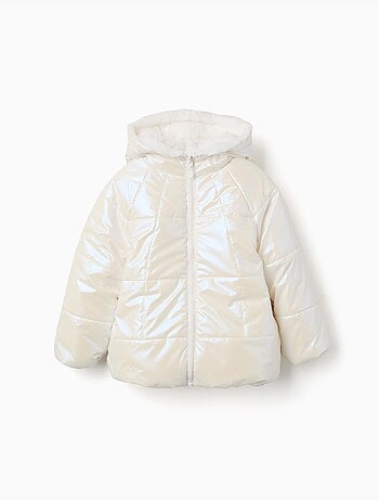 Chaqueta acolchada reversible con capucha y forro de peluche