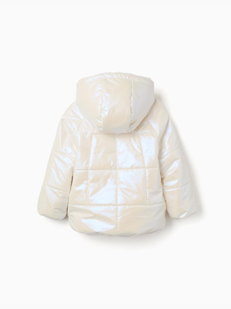 Chaqueta acolchada reversible con capucha y forro de peluche Beige - Kiabi