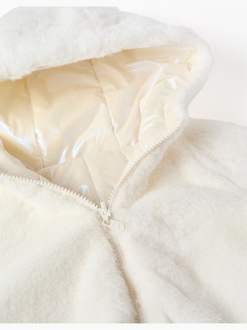 Chaqueta acolchada reversible con capucha y forro de peluche Beige - Kiabi