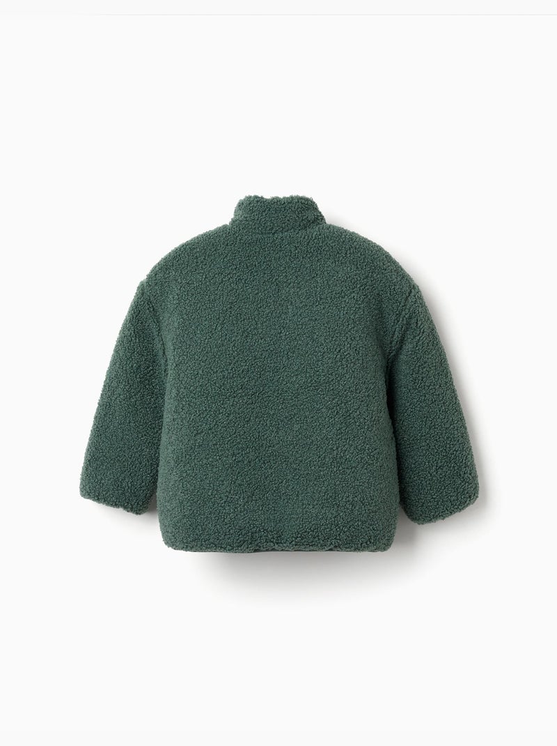 Chaqueta acolchada reversible con sherpa Verde oscuro - Kiabi