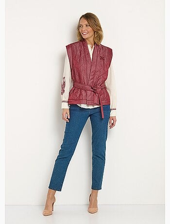 Chaqueta acolchada sin mangas con cinturón - Afibel