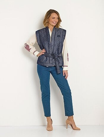 Chaqueta acolchada sin mangas con cinturón - Afibel