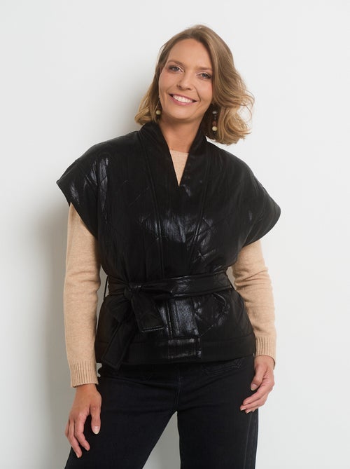Chaqueta acolchada sin mangas con cinturón - AFIBEL - Kiabi
