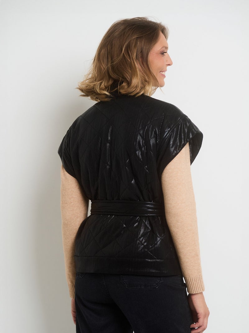 Chaqueta acolchada sin mangas con cinturón - AFIBEL Negro - Kiabi