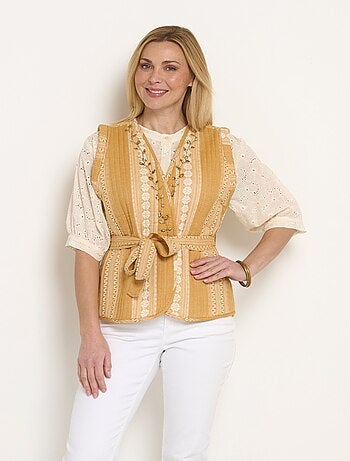 Chaqueta acolchada sin mangas con detalles de strass - Afibel