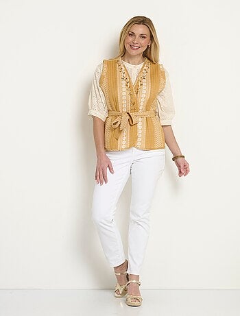 Chaqueta acolchada sin mangas con detalles de strass - Afibel