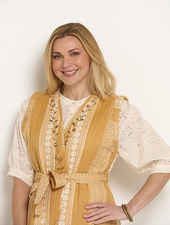 Chaqueta acolchada sin mangas con detalles de strass - Afibel