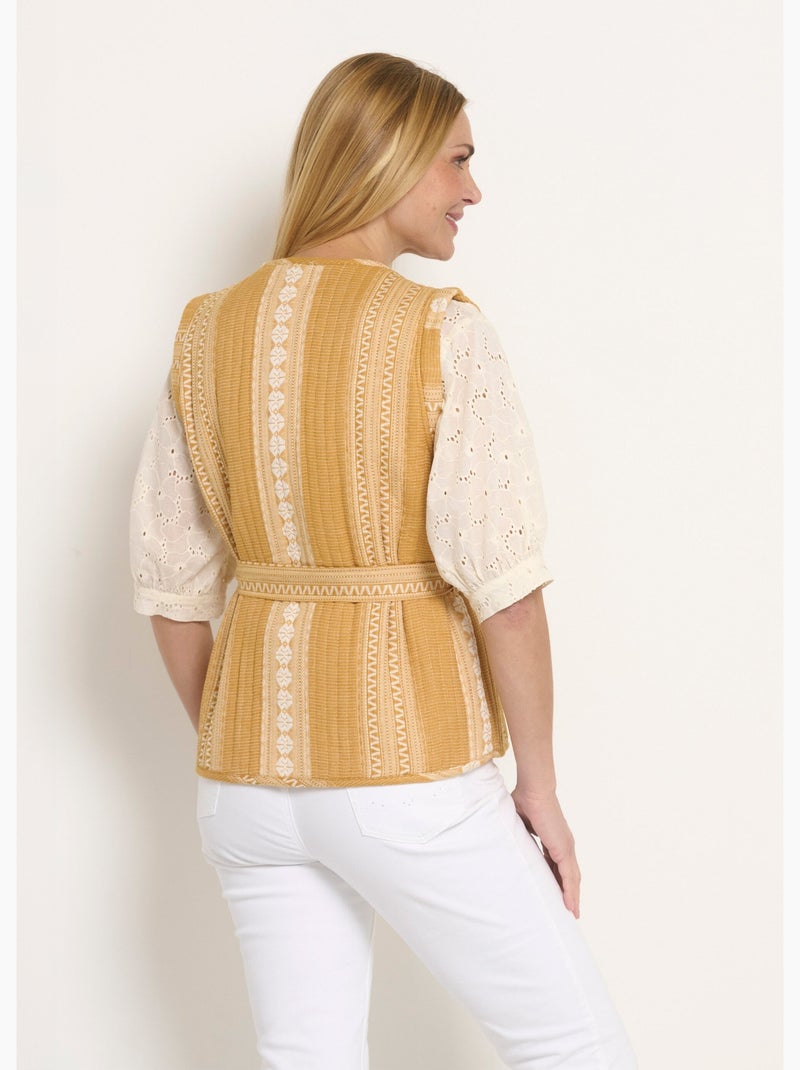 Chaqueta acolchada sin mangas con detalles de strass - Afibel Amarillo - Kiabi