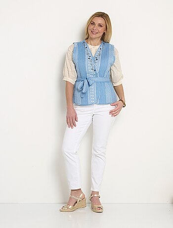 Chaqueta acolchada sin mangas con detalles de strass - Afibel