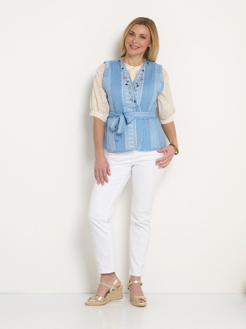 Chaqueta acolchada sin mangas con detalles de strass - Afibel Azul - Kiabi