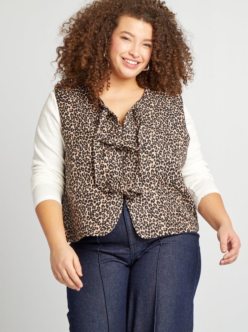 Chaqueta acolchada sin mangas 'leopardo' MARRON - Kiabi